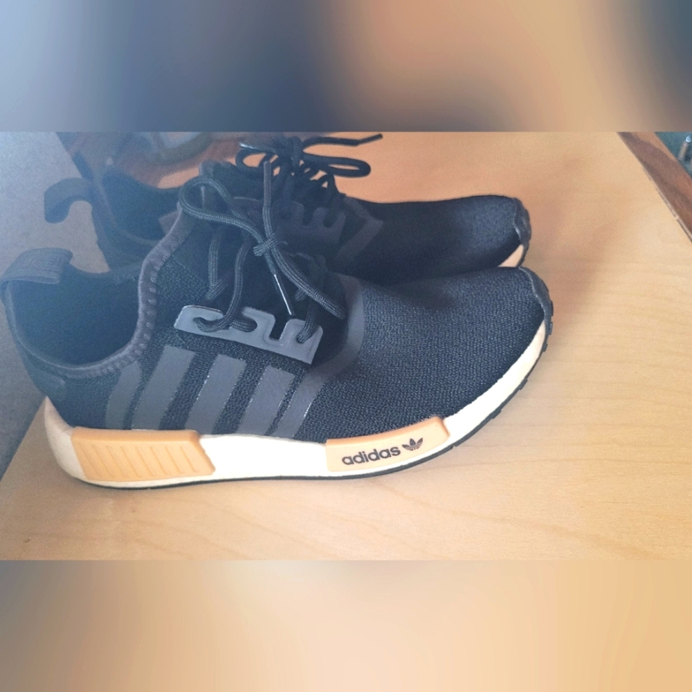 Adidas Black Sneakers with White and Gold Accents